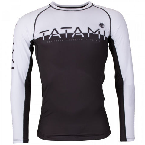 TATAMI 50/50 RASHGUARD LONG SLEEVE - BLACK AND WHITE