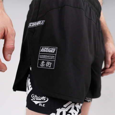 SCRAMBLE - COMBINATION SHORTS – BLACK / LOGOTYPES