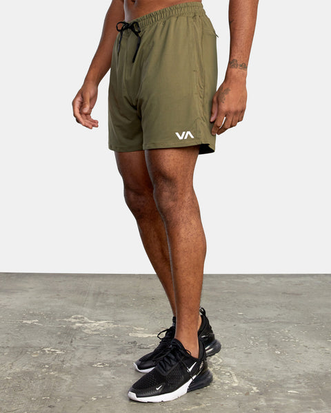 RVCA - VA SPORT -  SPORT VENT RUNNING SHORTS 15" - OLIVE