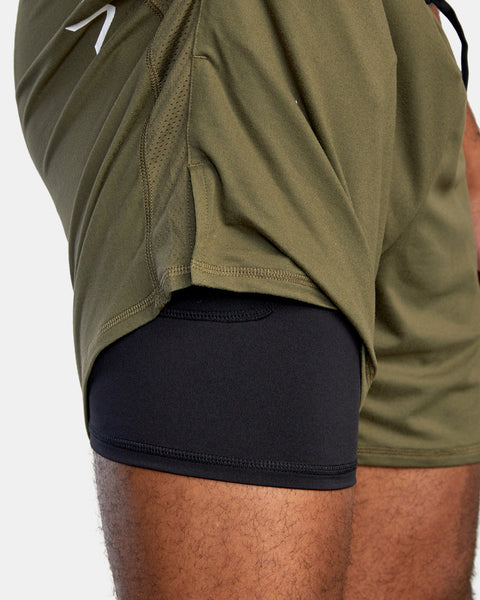 RVCA - VA SPORT -  SPORT VENT RUNNING SHORTS 15" - OLIVE