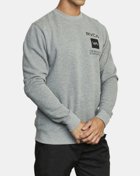 RVCA SPORT GRAPHIC CREW NECK SWEATER  - HEATHER GREY