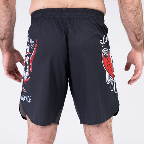 SCRAMBLE PEACE AND VIOLENCE SHORTS - BLACK