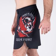 SCRAMBLE PEACE AND VIOLENCE SHORTS - BLACK