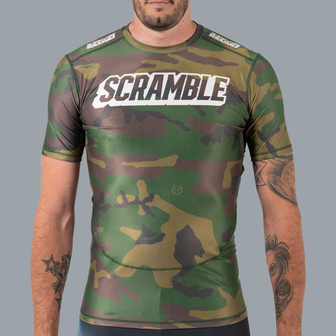 SCRAMBLE TACTIC RASHGUARD – WOODLAND CAMO