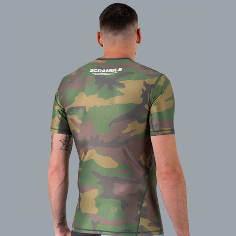 SCRAMBLE TACTIC RASHGUARD – WOODLAND CAMO