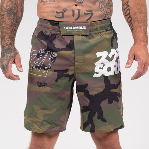 SCRAMBLE BASE SHORTS - WOODLAND CAMO