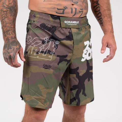 SCRAMBLE BASE SHORTS - WOODLAND CAMO