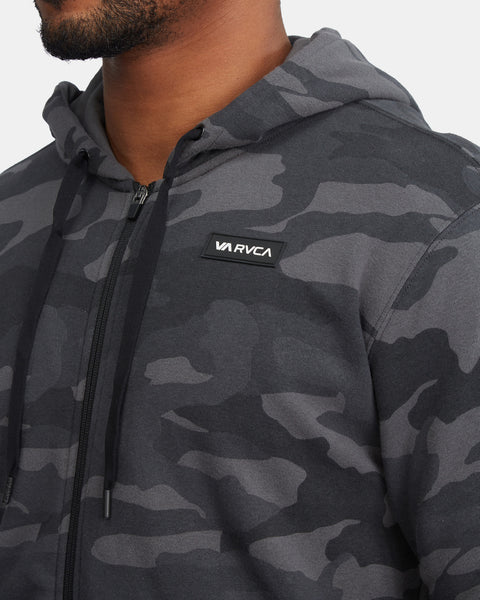 RVCA SWIFT PATCH ZIP UP HOODIE CAMO MMA Apparel