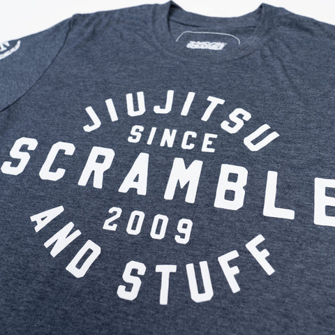 SCRAMBLE JIU JITSU AND STUFF TYPE TEE – NAVY